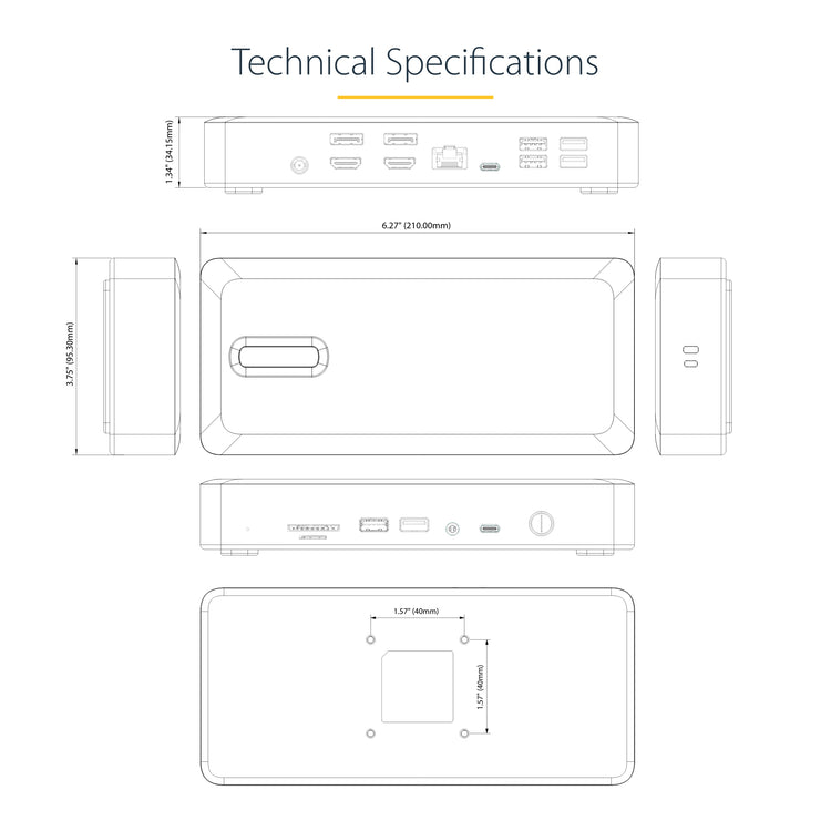 StarTech.com 132N-TB4USB4DOCK station d'accueil Avec fil Thunderbolt 4 Gris - Image 18