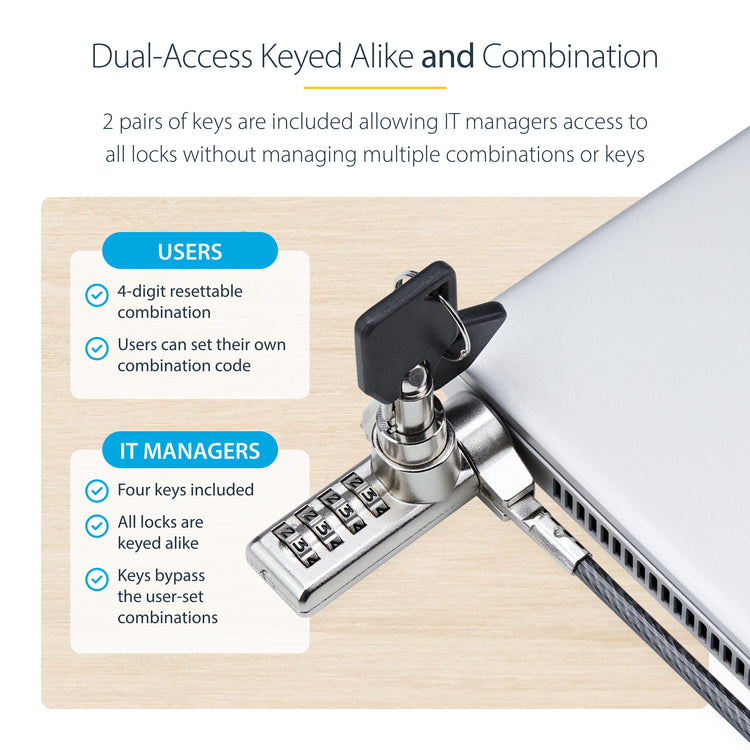 StarTech.com DUALKA10-LAPTOP-LOCK câble antivol Noir, Acier - Image 12