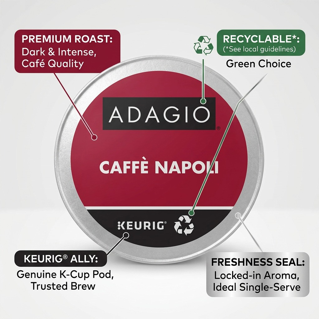 COFFEE-K CUP ADAGIO CAFFE NAPOLI DARK ROAST 24/BX - Cartouches Certifiees