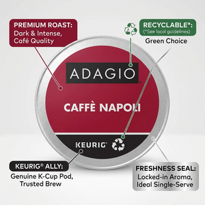 COFFEE-K CUP ADAGIO CAFFE NAPOLI DARK ROAST 24/BX - Cartouches Certifiees