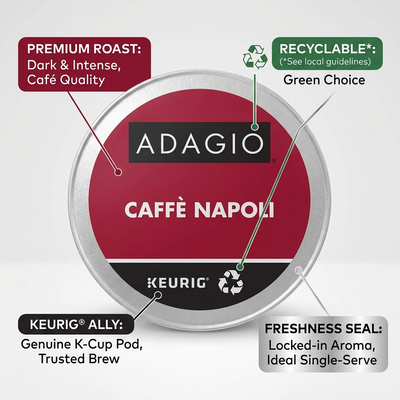 COFFEE-K CUP ADAGIO CAFFE NAPOLI DARK ROAST 24/BX - Cartouches Certifiees