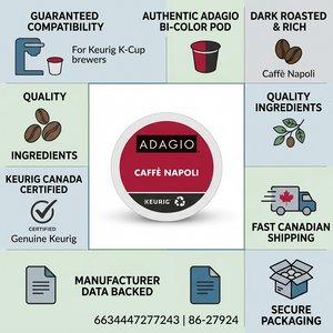 COFFEE-K CUP ADAGIO CAFFE NAPOLI DARK ROAST 24/BX - Cartouches Certifiees