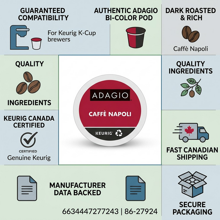 COFFEE-K CUP ADAGIO CAFFE NAPOLI DARK ROAST 24/BX - Cartouches Certifiees