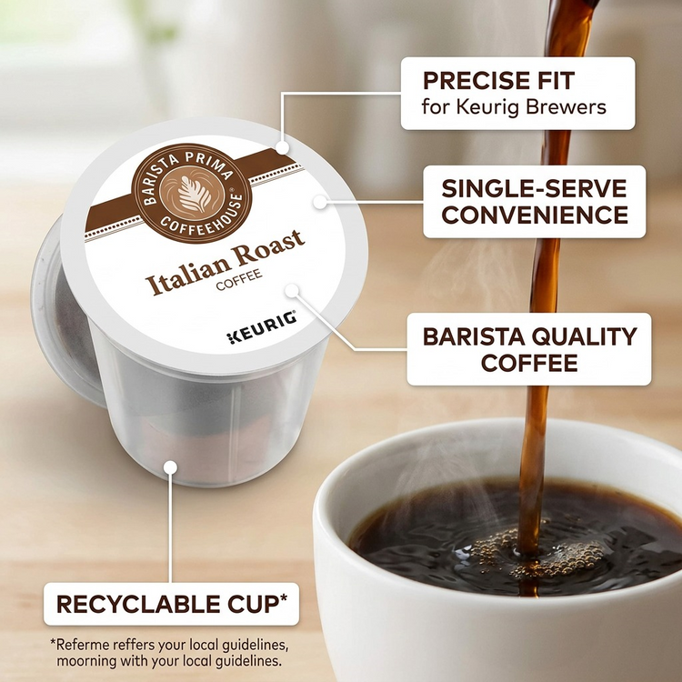 COFFEE-K CUP BARISTA PRIMA, ITALIAN DARK ROAST 24/BX - Cartouches Certifiees