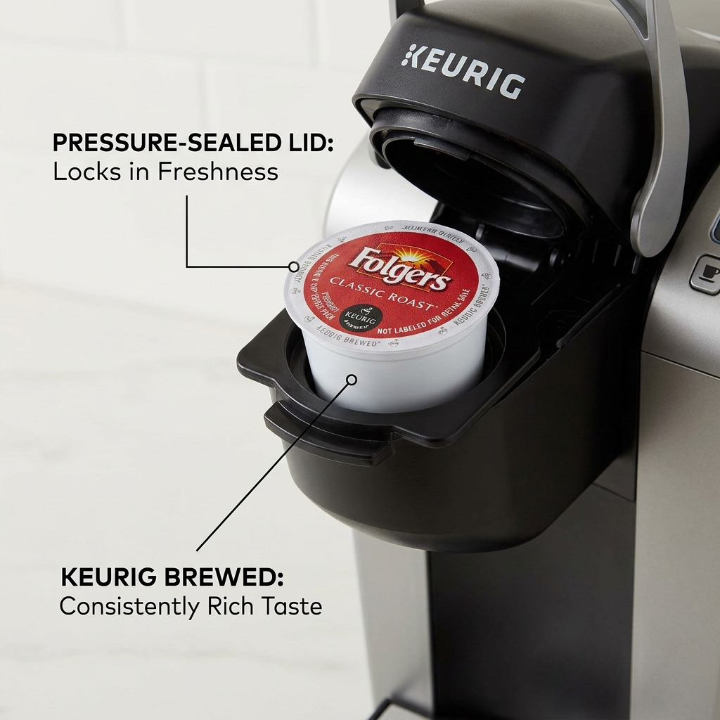 COFFEE-K CUP FOLGERS CLASSIC ROAST MEDIUM ROAST (20502) 24/BX - Cartouches Certifiees