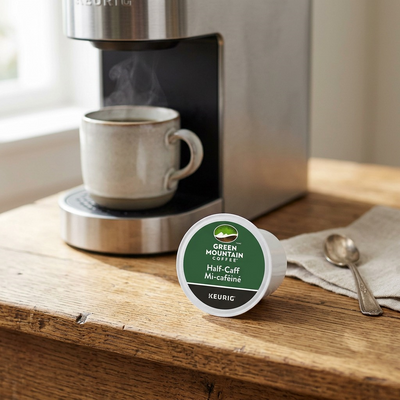 COFFEE-K CUP GREEN MOUNTAIN HALF-CAFF MEDIUM ROAST 24/BX - Cartouches Certifiees