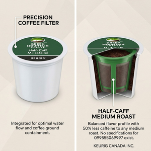 COFFEE-K CUP GREEN MOUNTAIN HALF-CAFF MEDIUM ROAST 24/BX - Cartouches Certifiees