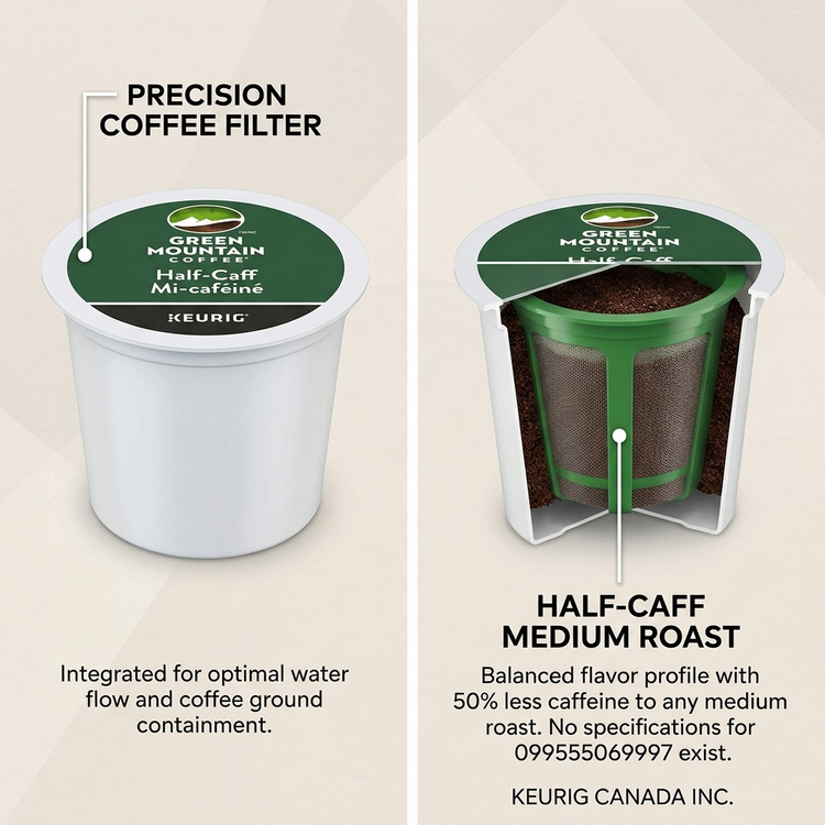 COFFEE-K CUP GREEN MOUNTAIN HALF-CAFF MEDIUM ROAST 24/BX - Cartouches Certifiees