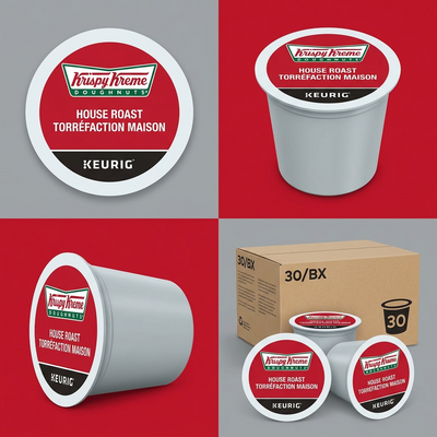 COFFEE-K CUP KRISPY KREME LIGHT MEDIUM HOUSE ROAST, 30/BX 30/BX - Cartouches Certifiees