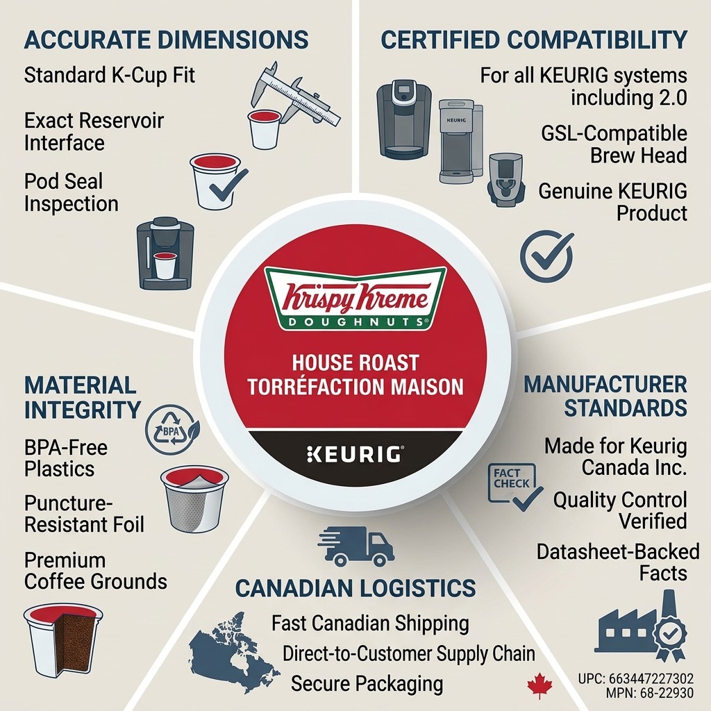 COFFEE-K CUP KRISPY KREME LIGHT MEDIUM HOUSE ROAST, 30/BX 30/BX - Cartouches Certifiees