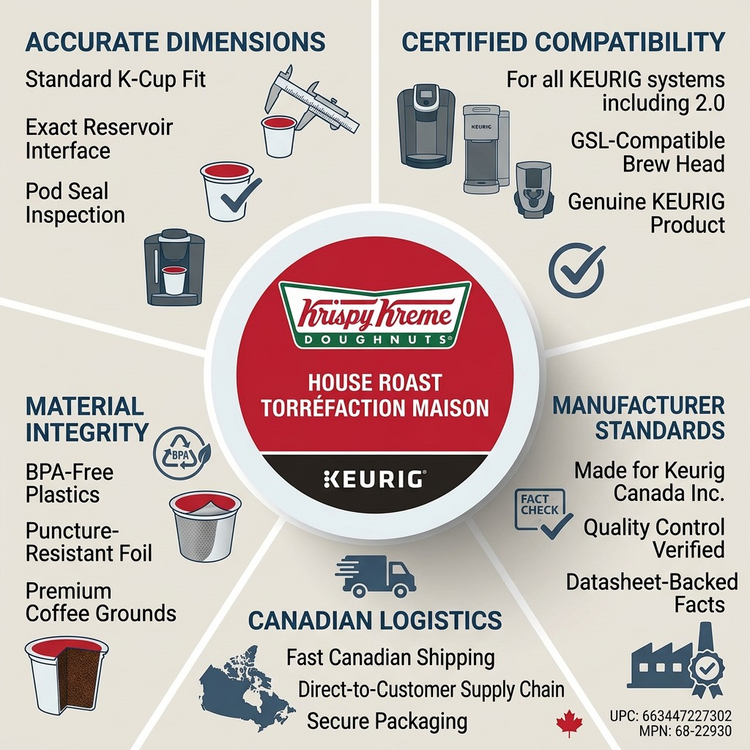 COFFEE-K CUP KRISPY KREME LIGHT MEDIUM HOUSE ROAST, 30/BX 30/BX - Cartouches Certifiees