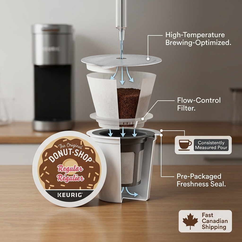 COFFEE-K CUP THE ORIGINAL DONUT SHOP MEDIUM ROAST, REGULAR-32095 24/BX - Cartouches Certifiees