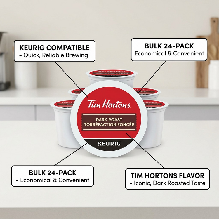 COFFEE-K CUP TIM HORTONS DARK ROAST (11307) 24/BX - Cartouches Certifiees