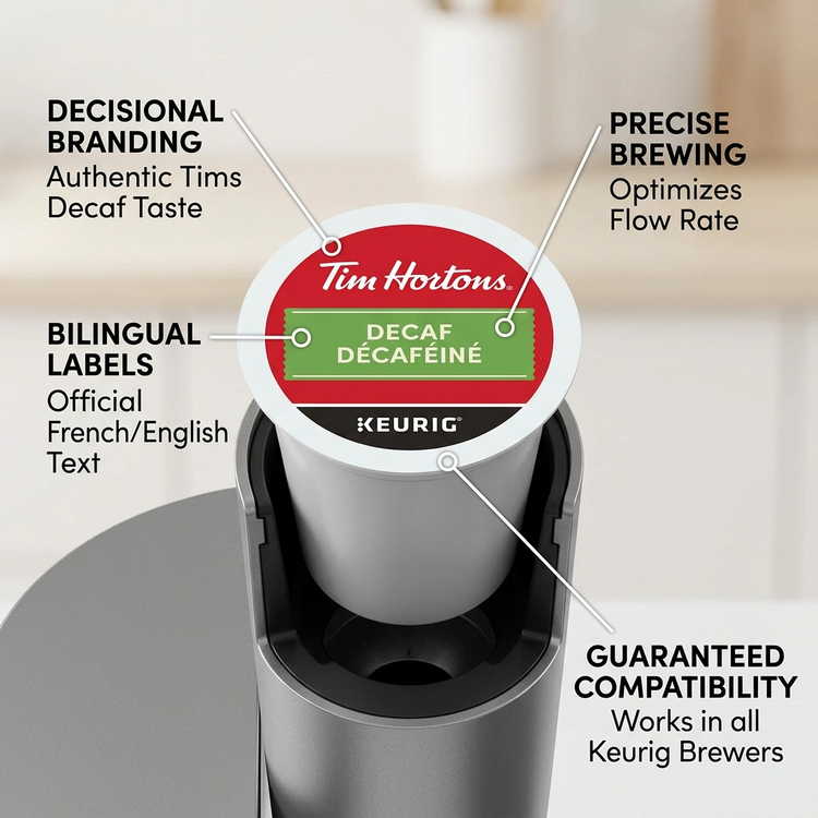 COFFEE-K CUP TIM HORTONS DECAF-11308 24/BX - Cartouches Certifiees