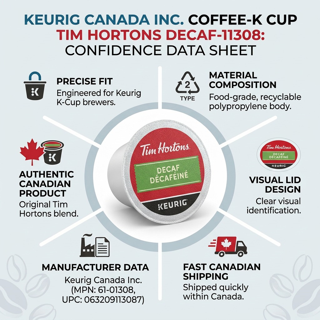 COFFEE-K CUP TIM HORTONS DECAF-11308 24/BX - Cartouches Certifiees