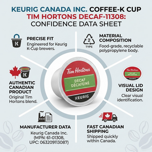 COFFEE-K CUP TIM HORTONS DECAF-11308 24/BX - Cartouches Certifiees