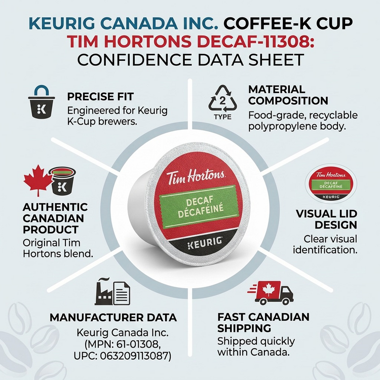 COFFEE-K CUP TIM HORTONS DECAF-11308 24/BX - Cartouches Certifiees
