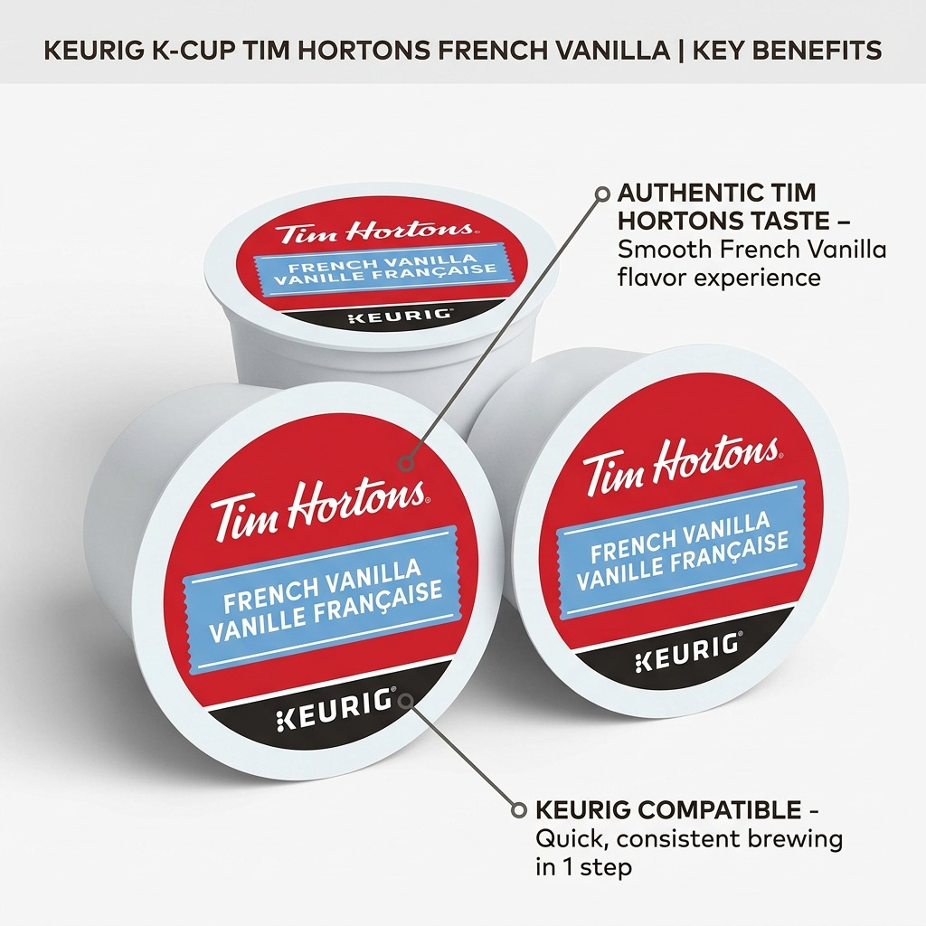 COFFEE-K CUP TIM HORTONS FRENCH VANILLA-13114 24/BX - Cartouches Certifiees