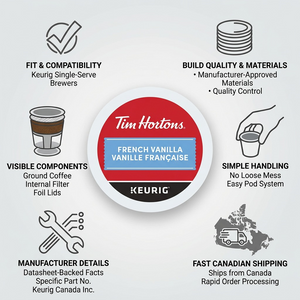 COFFEE-K CUP TIM HORTONS FRENCH VANILLA-13114 24/BX - Cartouches Certifiees