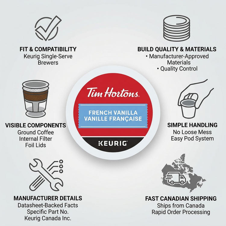 COFFEE-K CUP TIM HORTONS FRENCH VANILLA-13114 24/BX - Cartouches Certifiees