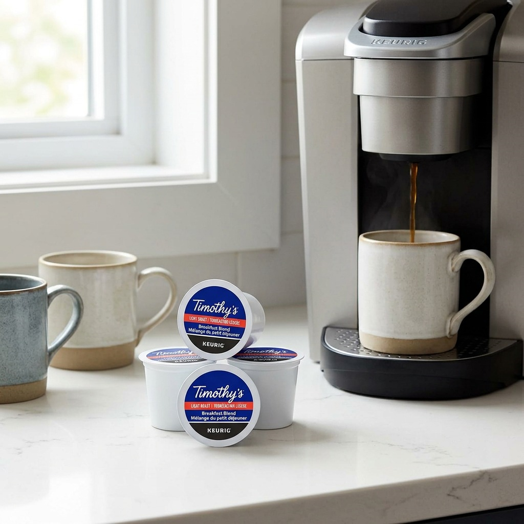 COFFEE-K CUP TIMOTHY'S BREAKFAST BLEND LIGHT ROAST-06771 24/BX - Cartouches Certifiees