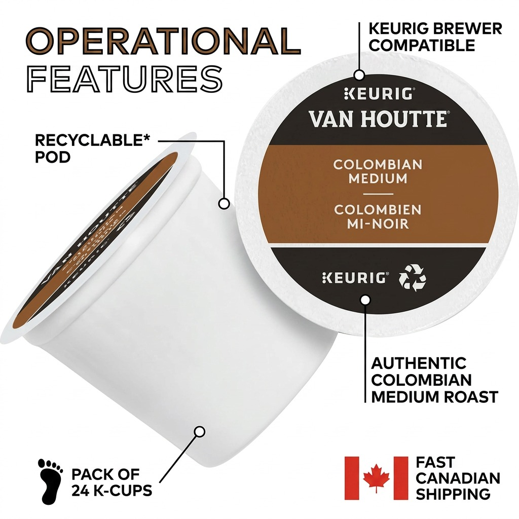 COFFEE-K CUP VAN HOUTTE COLOMBIAN MEDIUM (33717) 24/BX - Cartouches Certifiees
