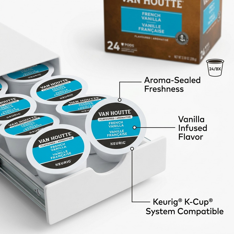 COFFEE-K CUP VAN HOUTTE FRENCH VANILLA (53717) 24/BX - Cartouches Certifiees