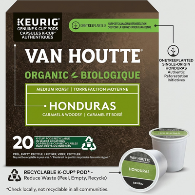 COFFEE-K CUP VAN HOUTTE HONDURAS EXTRA BOLD MEDIUM ROAST 20/BX - Cartouches Certifiees
