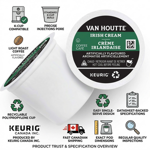 COFFEE-K CUP VAN HOUTTE IRISH CREAM LIGHT ROAST (51713) 24/BX - Cartouches Certifiees