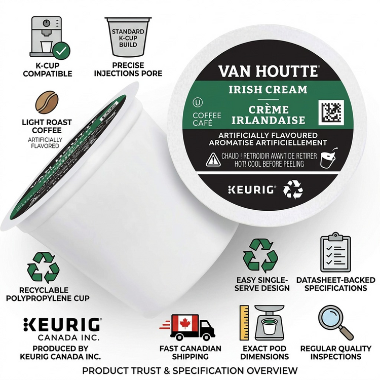COFFEE-K CUP VAN HOUTTE IRISH CREAM LIGHT ROAST (51713) 24/BX - Cartouches Certifiees