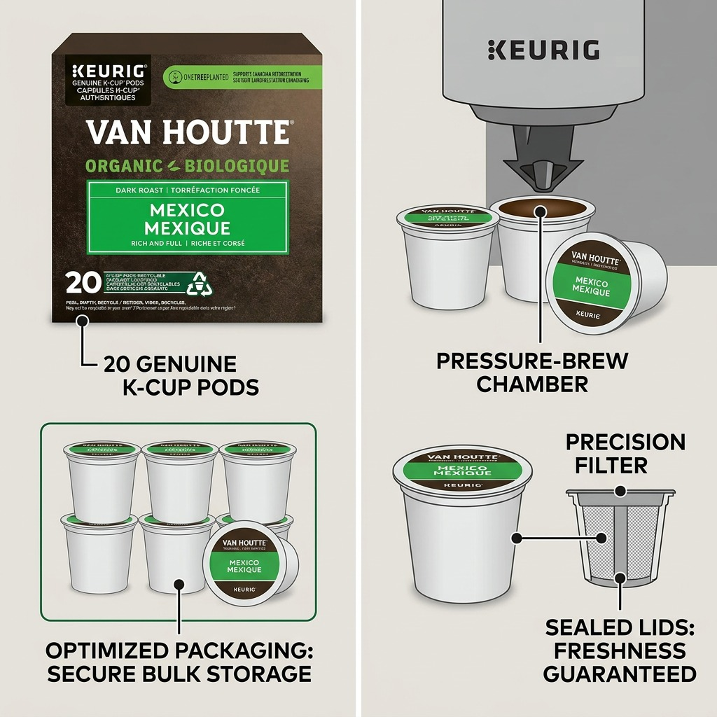 COFFEE-K CUP VAN HOUTTE MEXICO FAIR TRADE ORGANIC 20/BX - Cartouches Certifiees