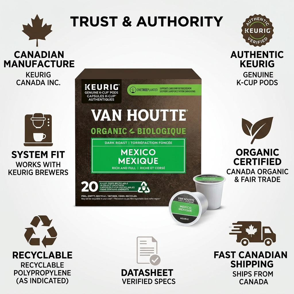 COFFEE-K CUP VAN HOUTTE MEXICO FAIR TRADE ORGANIC 20/BX - Cartouches Certifiees