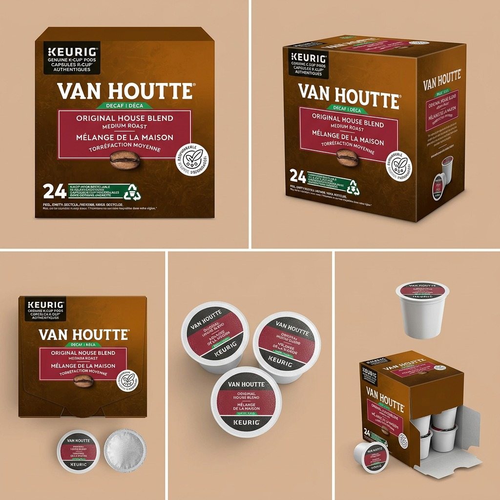 COFFEE-K CUP VAN HOUTTE ORIGINAL HOUSE BLEND DECAF 24/BX-34717 24/BX - Cartouches Certifiees