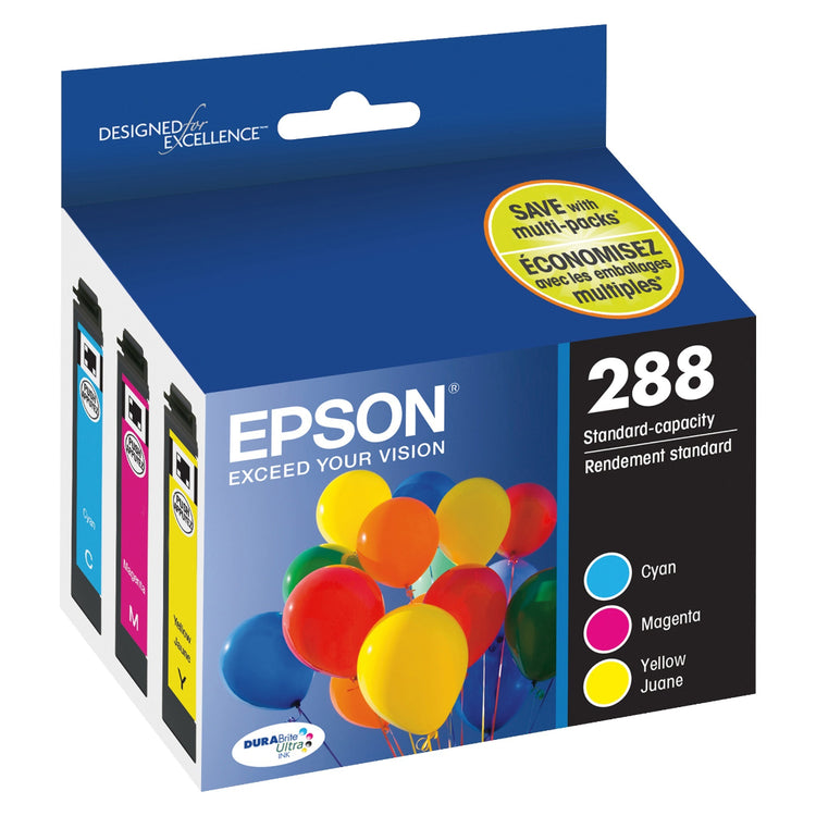 EPSON T288 (T288520-S) 3-Pack Color Original Inkjet Cartridge - Cartouches Certifiées