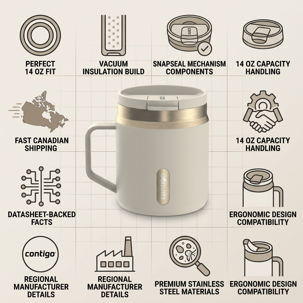 Contigo 14 oz Snapseal Mug PVD - Oatmilk - Premium - Cartouches Certifiees
