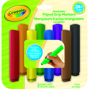 CRAYOLA CANADA 8 Washable Tripod Grip Markers (80-6813) - Cartouches Certifiees