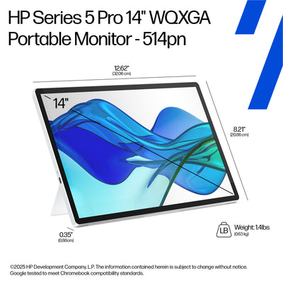 HP Series 5 Pro WQXGA Portable Monitor - 514pn écran plat de PC 35,6 cm (14") 2560 x 1600 pixels LCD Argent - Image 7