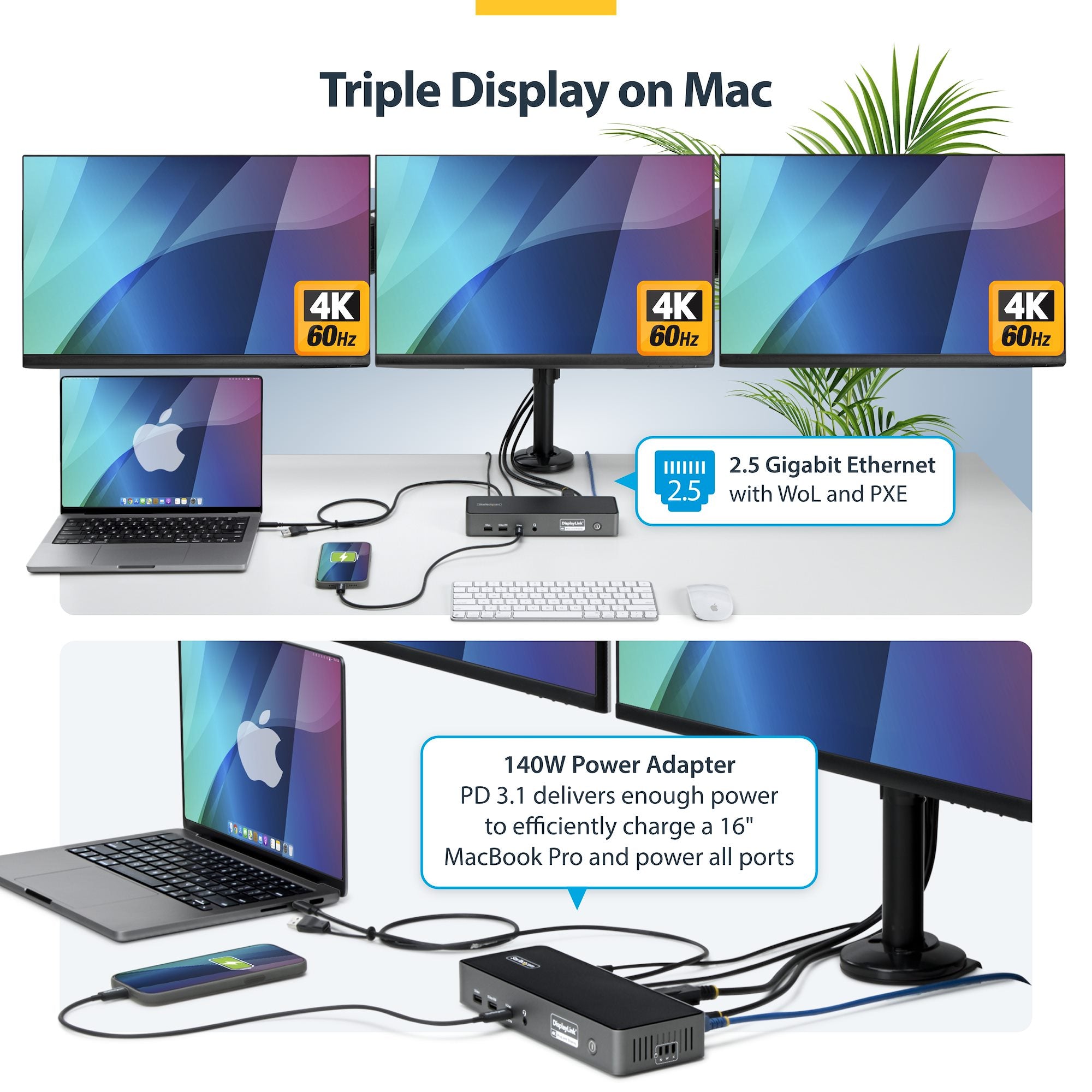 StarTech.com DK30C2DPEPRN station d'accueil Avec fil USB 3.2 Gen 2 (3.1 Gen 2) Type-C Gris - Image 4