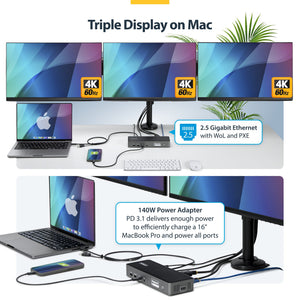 StarTech.com DK30C2DPEPRN station d'accueil Avec fil USB 3.2 Gen 2 (3.1 Gen 2) Type-C Gris - Image 4