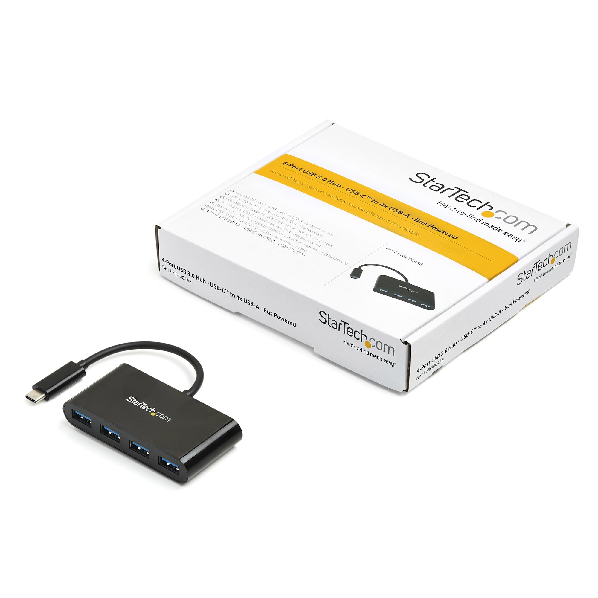 StarTech.com HB30C4AB hub & concentrateur USB 3.2 Gen 1 (3.1 Gen 1) Type-C 5000 Mbit/s Noir - Image 5