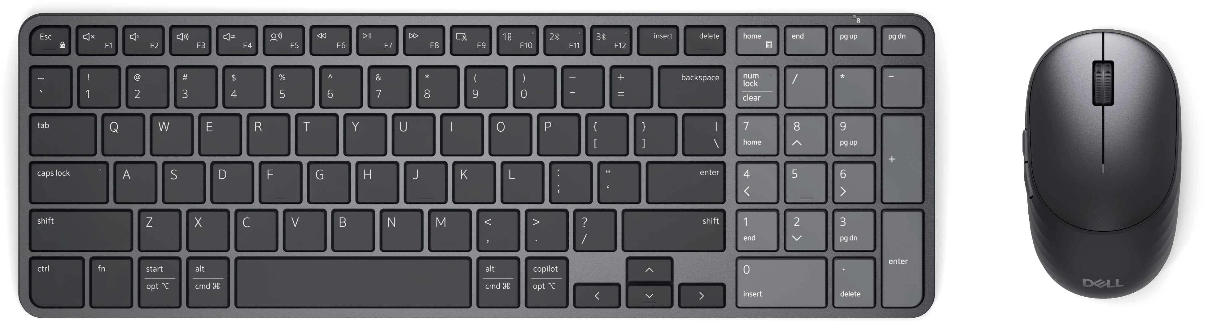 DELL Pro 7 KM746 keyboard Mouse included Universal RF Wireless + Bluetooth Canadian Graphite (KM746-BLK-FRC) - Cartouches Certifiees