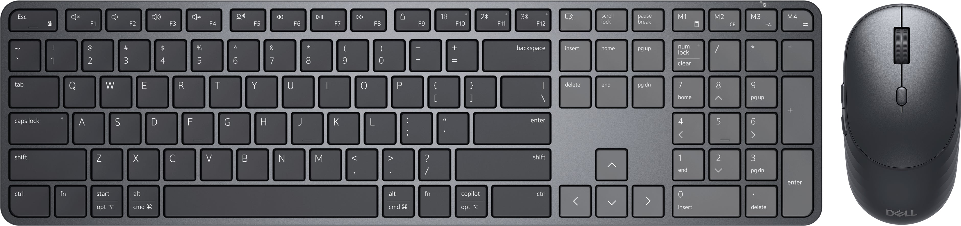 DELL Pro 7 Slim KM726 keyboard Mouse included Home/Office RF Wireless + Bluetooth US English Black (KM726-USD-DAO) - Cartouches Certifiees