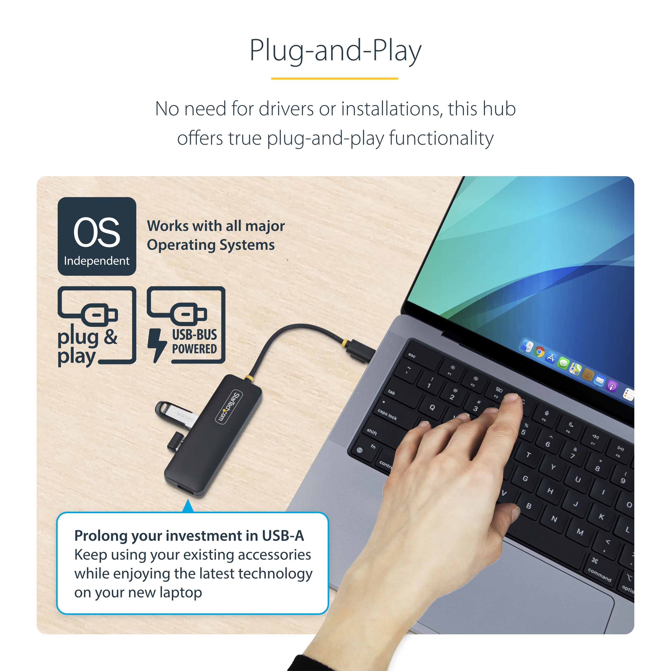 StarTech.com H5C4A-USB-HUB hub & concentrateur USB 3.2 Gen 1 (3.1 Gen 1) Type-C 5000 Mbit/s Noir - Image 14