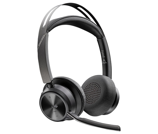 Poly Voyager Focus 2 Casque USB-C-C Certifié Microsoft Teams + Adaptateur USB-C/A + Support de Charge