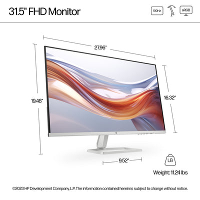 HP Series 5 31.5 inch FHD Monitor - 532sf écran plat de PC 80 cm (31.5") 1920 x 1080 pixels LCD Noir, Blanc - Image 5