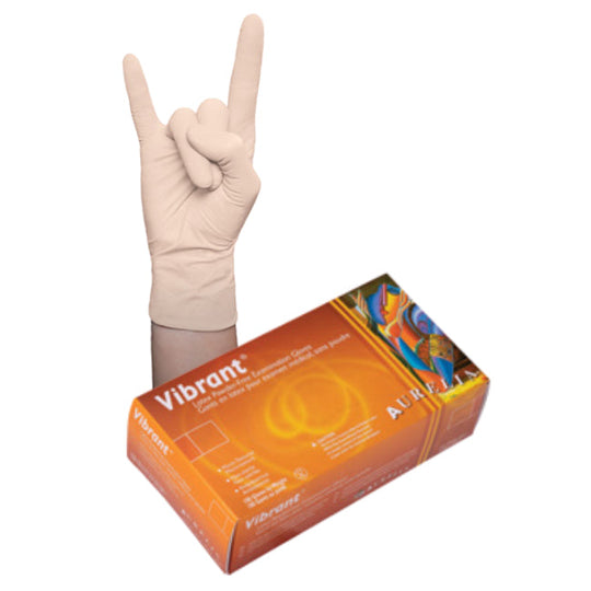 Aurelia Vibrant 5mil Latex Gloves - Beige - Case of 10 boxes