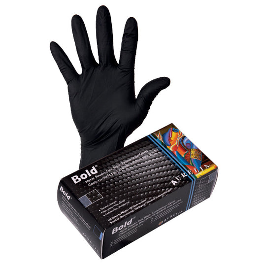 Aurelia Bold 5mil Nitrile Gants - Noir - Caisse de 10 boîtes