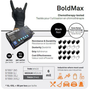 Aurelia Bold Max 6mil Nitrile Gloves - Black - Case of 10 boxes - Specification - StopGerms