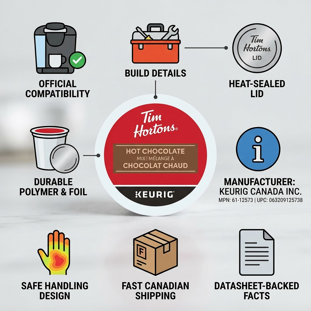 HOT CHOCOLATE-K CUP TIM HORTONS 20/BX - Cartouches Certifiees