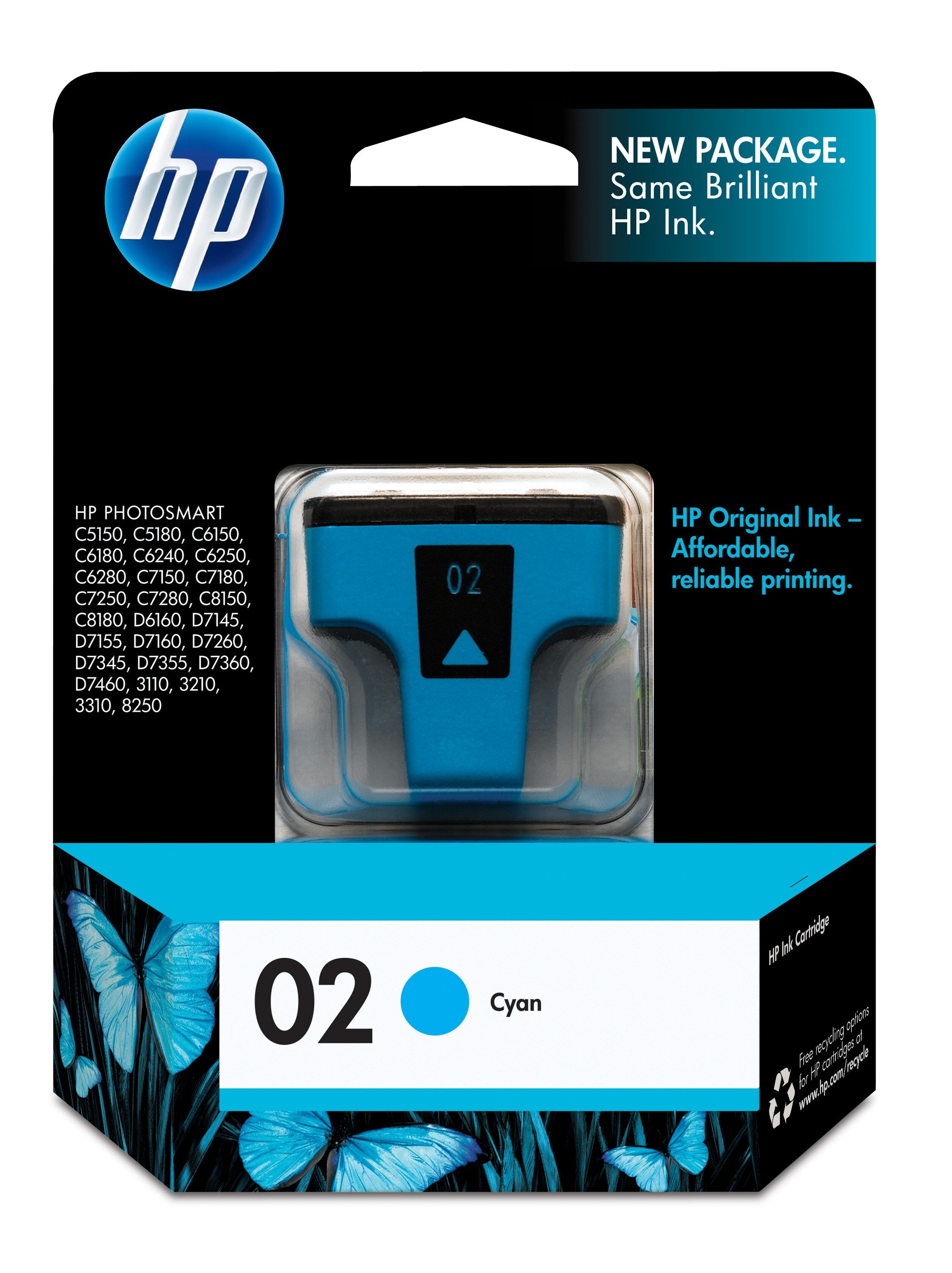 HP 02 (C8771WN) Cyan Original Inkjet Cartridge - Cartouches Certifiees